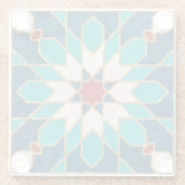 Navy Blue Blauwgroen witte marmer Marokkaanse moza Glazen Onderzetter (Achterkant)