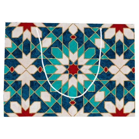 Navy Blue Blauwgroen witte marmer Marokkaanse moza Groot Cadeauzakje (Achterkant)