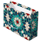 Navy Blue Blauwgroen witte marmer Marokkaanse moza Groot Cadeauzakje (Voorkant Gekanteld)