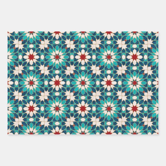 Navy Blue Blauwgroen witte marmer Marokkaanse moza Inpakpapier Vel (Voorkant 3)