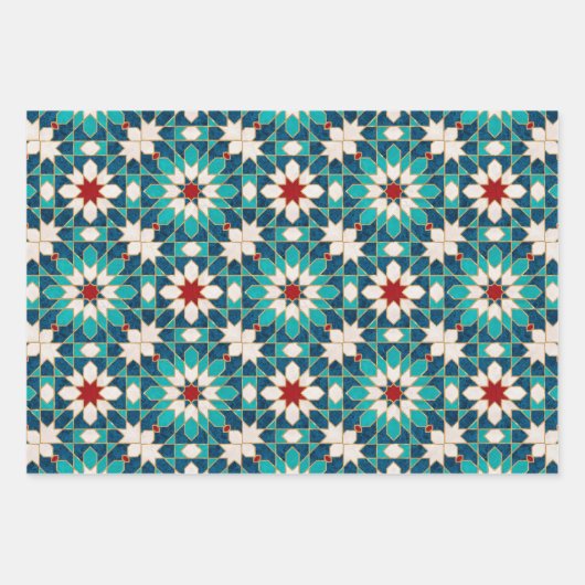 Navy Blue Blauwgroen witte marmer Marokkaanse moza Inpakpapier Vel (Voorkant 2)