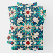 Navy Blue Blauwgroen witte marmer Marokkaanse moza Inpakpapier Vel (In situ)