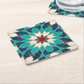 Navy Blue Blauwgroen witte marmer Marokkaanse moza Kartonnen Onderzetters (Schuin)