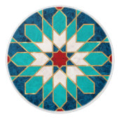 Navy Blue Blauwgroen witte marmer Marokkaanse moza Keramische Knop (Voorkant)