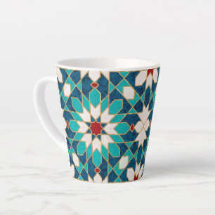 Navy Blue Blauwgroen witte marmer Marokkaanse moza Latte Mok