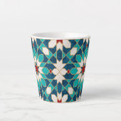 Navy Blue Blauwgroen witte marmer Marokkaanse moza Latte Mok (Voorkant)