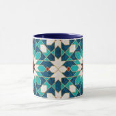 Navy Blue Blauwgroen witte marmer Marokkaanse moza Mok (Midden)