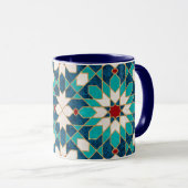 Navy Blue Blauwgroen witte marmer Marokkaanse moza Mok (Voorkant rechts)