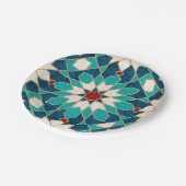 Navy Blue Blauwgroen witte marmer Marokkaanse moza Papieren Bordje (Gekanteld)