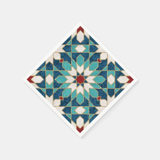 Navy Blue Blauwgroen witte marmer Marokkaanse moza Servet (Hoek)