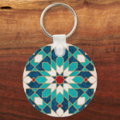 Navy Blue Blauwgroen witte marmer Marokkaanse moza Sleutelhanger (Voorkant)