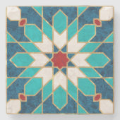 Navy Blue Blauwgroen witte marmer Marokkaanse moza Stenen Onderzetter (Voorkant)