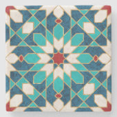 Navy Blue Blauwgroen witte marmer Marokkaanse moza Stenen Onderzetter (Voorkant)