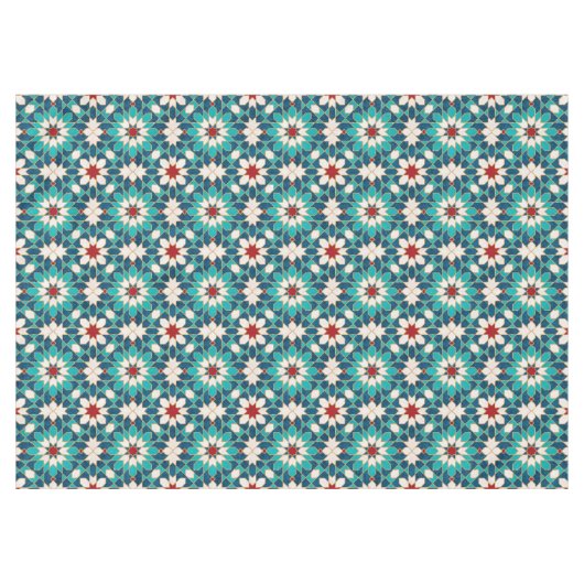 Navy Blue Blauwgroen witte marmer Marokkaanse moza Tafelkleed (Voorkant (Horizontaal))