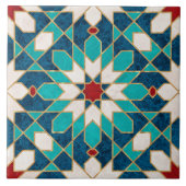 Navy Blue Blauwgroen witte marmer Marokkaanse moza Tegeltje (Voorkant)