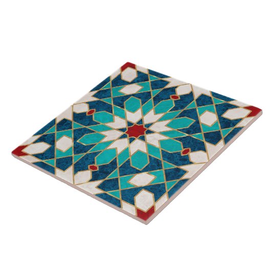 Navy Blue Blauwgroen witte marmer Marokkaanse moza Tegeltje (Zijkant)