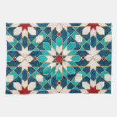 Navy Blue Blauwgroen witte marmer Marokkaanse moza Theedoek (Horizontaal)