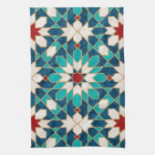 Navy Blue Blauwgroen witte marmer Marokkaanse moza Theedoek (Verticaal)