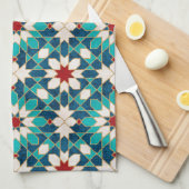 Navy Blue Blauwgroen witte marmer Marokkaanse moza Theedoek (Quarter Fold)