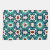 Navy Blue Blauwgroen witte marmer Marokkaanse moza Theedoek (Horizontaal)