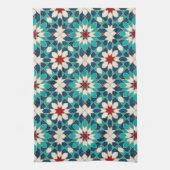 Navy Blue Blauwgroen witte marmer Marokkaanse moza Theedoek (Verticaal)