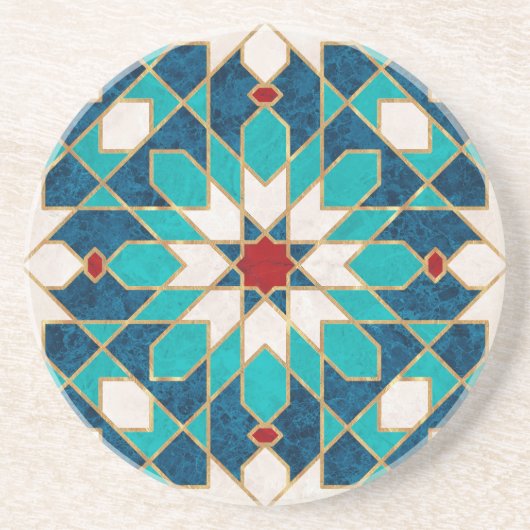 Navy Blue Blauwgroen witte marmer Marokkaanse moza Zandsteen Onderzetter (Voorkant)