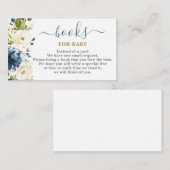 Navy Blue Bloemen Boeken voor Baby Boy Kaart (Voorkant / Achterkant)