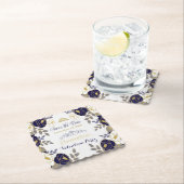 Navy Blue Bloemen Quinceanera Save the Date Kartonnen Onderzetters (Insitu)