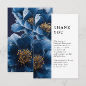 Navy Blue Bloemen Viering van het leven begrafenis Bedankkaart (Voorkant / Achterkant)