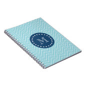 Navy Blue, Blue Chevron Pattern | Uw monogram Notitieboek (Rechterzijde)