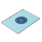 Navy Blue, Blue Chevron Pattern | Uw monogram Notitieboek (Linkerzijde)