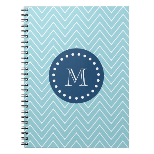 Navy Blue, Blue Chevron Pattern | Uw monogram Notitieboek (Voorkant)