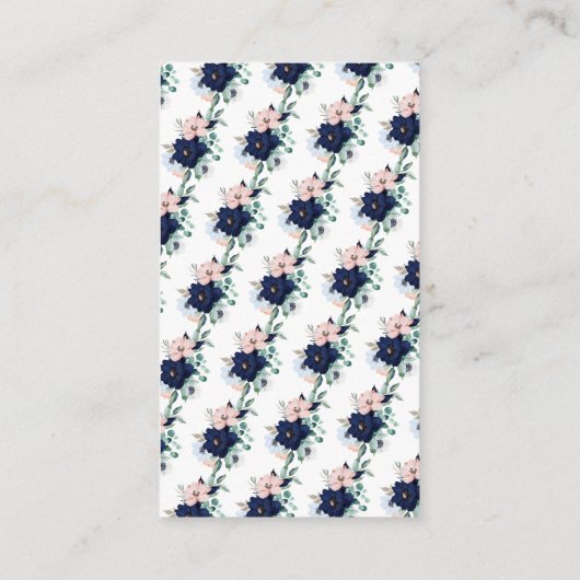 Navy Blue & Blush Bloemen Baby shower Luier Raffle Informatiekaartje (Achterkant)