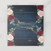 Navy Blue Blush Bourgogne Goud Geometrische bruilo Plaatskaartje (Buitenkant ongevouwen)