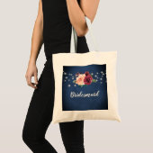 Navy Blue Blush Bourgondië Roos Lights bruidsmeisj Tote Bag (Voorkant (product))