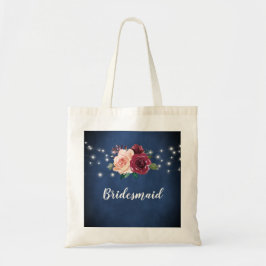 Navy Blue Blush Bourgondië Roos Lights bruidsmeisj Tote Bag
