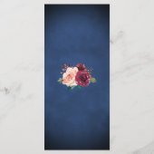 Navy Blue Blush Bourgondië Roos Lights Bruiloft Me Menu (Achterkant)