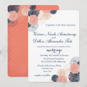 Navy Blue Blush bruiloft uitnodiging (Voorkant / Achterkant)