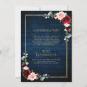 Navy Blue Blush Burgundy Gold Geometric Weddenscha Kaart (Achterkant)