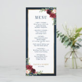 Navy Blue Blush Burgundy Gold Geometric Weddenscha Menu (Staand voorkant)