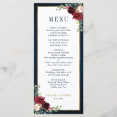 Navy Blue Blush Burgundy Gold Geometric Weddenscha Menu (Voorkant)