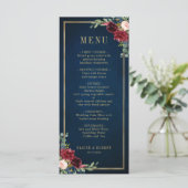 Navy Blue Blush Burgundy Gold Geometric Weddenscha Menu (Staand voorkant)