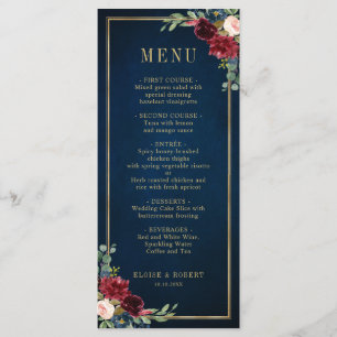 Navy Blue Blush Burgundy Gold Geometric Weddenscha Menu