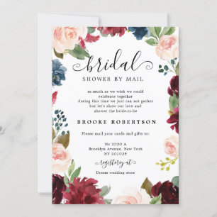 Navy Blue Blush Burgundy Vrijgezellenfeest per pos Kaart