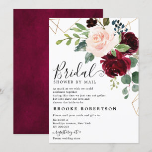 Navy Blue Blush Burgundy Vrijgezellenfeest per pos Kaart