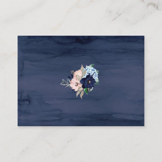 Navy Blue & Blush Display Shower Informatiekaartje (Achterkant)
