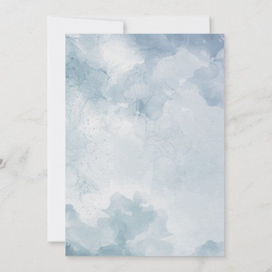 Navy Blue Blush Dusty Floral Gold Lijst Wedding Kaart (Achterkant)