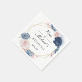 Navy Blue Blush Dusty Floral Gold Lijst Wedding Servet (Hoek)