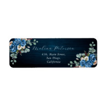 Navy Blue Blush Dusty Floral Wedding Address