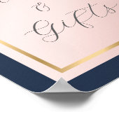 Navy Blue Blush en Gold Kaarten en Gifts Sign Poster (Hoek)
